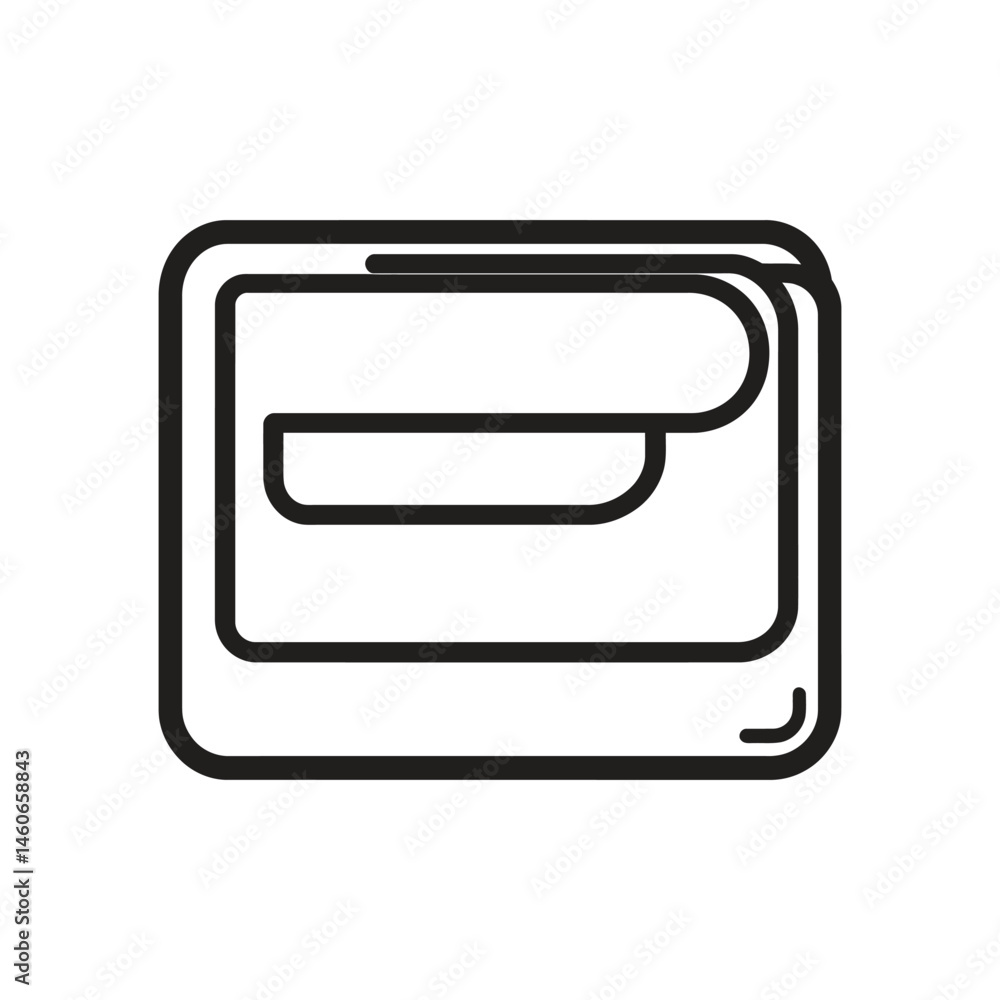 Aufkleber minimalist black outline sketch of rectangular pill box with rounded corners
