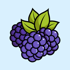 A Delicious Illustration of Juicy Blackberries with Lush Green Leaves