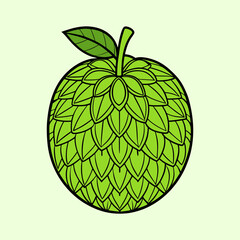 Intricate Green Apple Zentangle Design Illustration Artistic Fruit Pattern