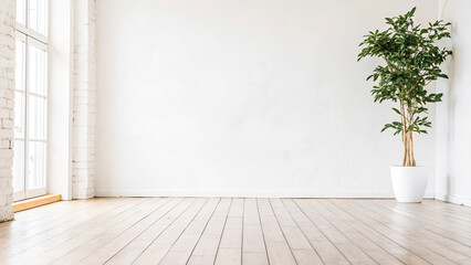 empty room with wooden floor generative ai