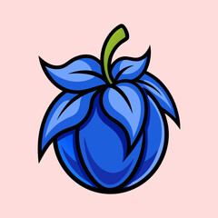 Stunning Blue Floral Fruit Illustration Vibrant Colors Artistic Design Graphic Element Digital Art Cartoon Style Unique Botanical Image