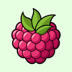 A Delicious and Juicy Raspberry Illustration Featuring Vibrant Colors and Cartoonish Style