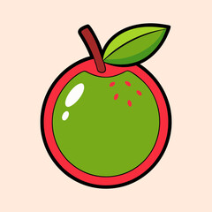A vibrant illustration of a cartoon apple with a red skin and green center a delightful image perfect for children's books websites and educational materials