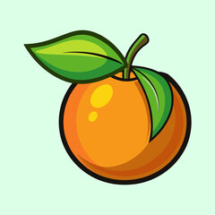 A Vibrant Illustration of a Juicy Orange with Lush Green Leaves