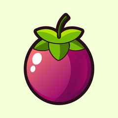 A Delightful Cartoon Illustration of a Mangosteen Fruit