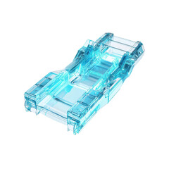 Abstract Transparent Blue Chassis 3D Render of a Futuristic Vehicle Component
