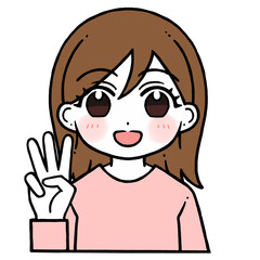 3を出す女性のイラスト