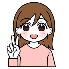 2を出す女性のイラスト