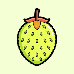 A Delightful Illustration of a Green Strawberry with a Unique Style