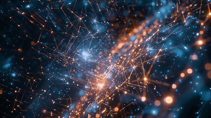 Intricate web of AI connections glowing against a dark, futuristic background.