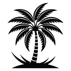 Palm Tree Icon on Black and White Vector Backgrounds