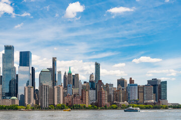 New York City with Manhattan Skyline over Hudson River,New York City, USA NYC, NY. New York City NYC Skyline with Urban Skyscrapers USA. Lower Manhattan and One World Trade Center in New York City