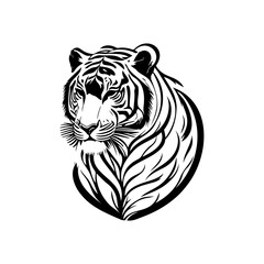 Striking monochrome rendition showcasing the majestic face of a bengal tiger