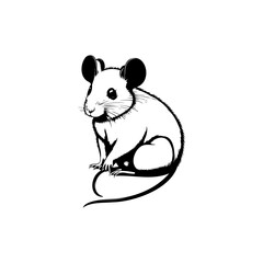 Detailed monochrome illustration of a small rodent with intricate line work