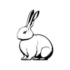 Simple monochrome drawing of a rabbit, capturing its elegant form and posture