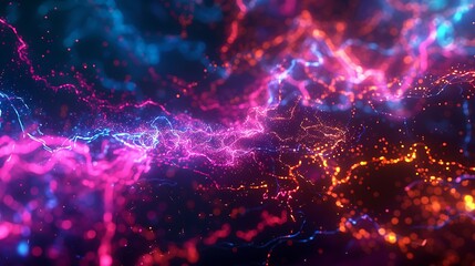 Technological fractal patterns in neon colors symbolizing neural pathways.