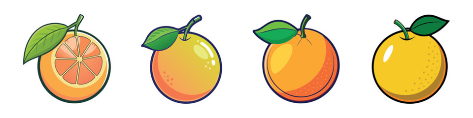 The Perfect Citrus Quartet: A vibrant, colorful illustration of four juicy oranges. Each fruit boasts a unique blend of hues.