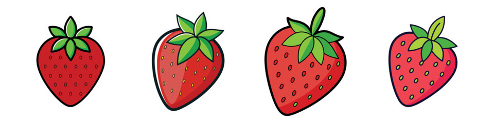 Red Berries Delight: A vivid illustration of fresh strawberries, each bursting with vibrant color and detail, perfect for representing the sweetness of nature.