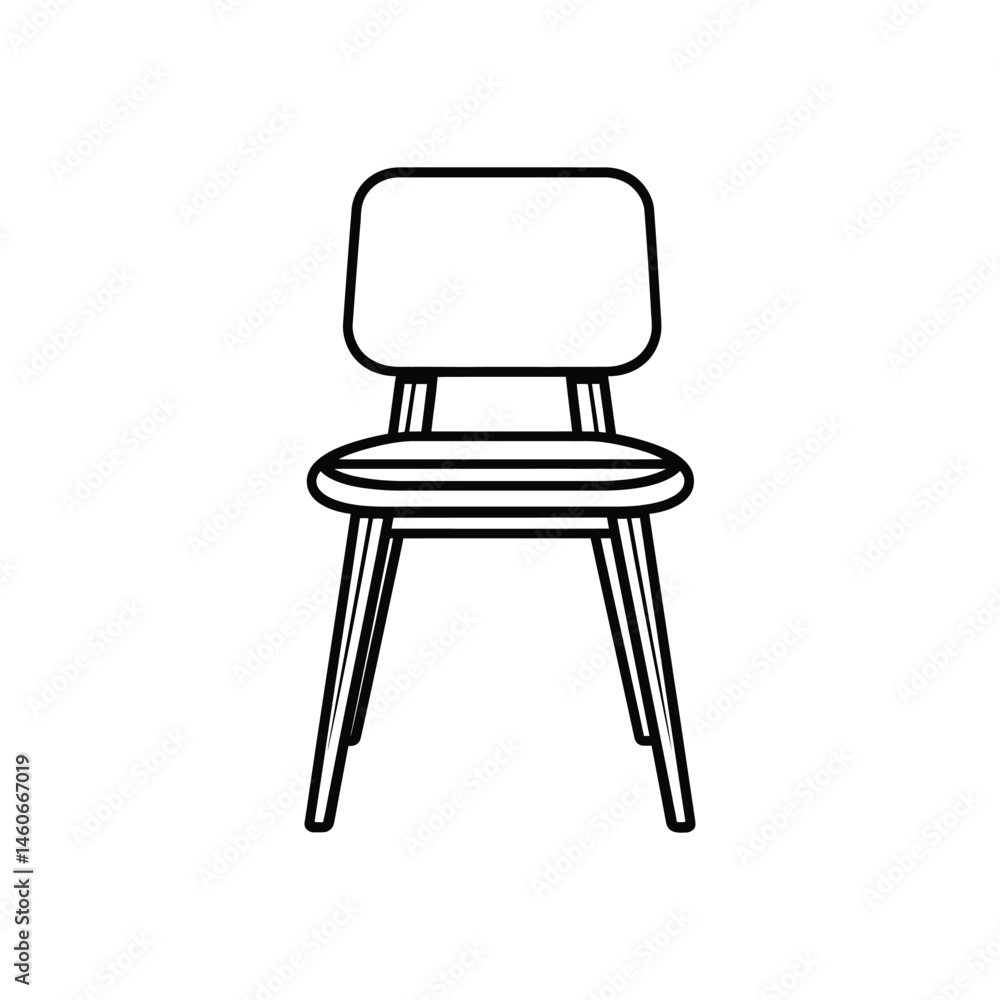 Poster minimalist chair icon with rounded edges on transparent background