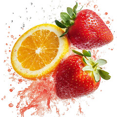 Vivid Strawberry Lemon Splash Puree Isolated on Transparent Background