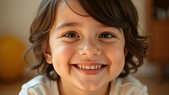 A Happy Child's Portrait Showing Genuine Joy and Laughter