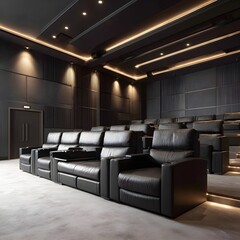 Fototapeta premium Experience Ultimate Comfort at Luxurious Cinema Complex Featuring Reclining Rows and Immersive Entertainment Technology Innovation