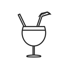 Obraz premium Minimalist Cocktail Icon with Straws Transparent Background, Line Art, Simple Design