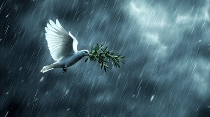 Dove of peace amidst storm