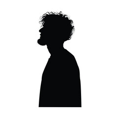 Silhouette Curly Man Bearded Icon