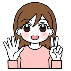 7を出す女性のイラスト