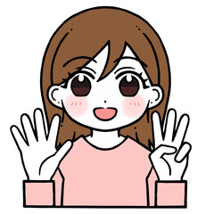 8を出す女性のイラスト