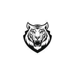 Obraz premium Striking monochrome tiger emblem showcasing power and fierce determination