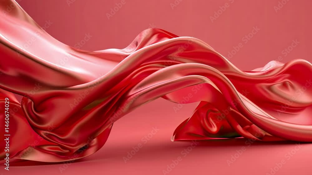 Poster elegant flowing red fabric smooth textures and curves create artful background with depth and design