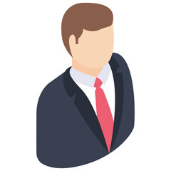 Isometric Illustration Confident Businessman Formal Suit Tie Portrait