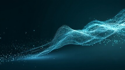 Abstract digital wave of particles with glowing points in futuristic technology background for network communication and innovation concepts