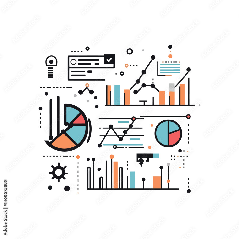 Aufkleber minimalist data chart infographic elements on transparent background with graphs and diagrams
