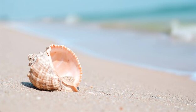 Sea shell at the summer beach shore