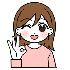 Obraz premium OKポーズをする女性のイラスト