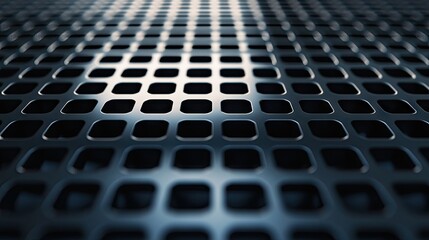 Close-up view of a metallic perforated surface.