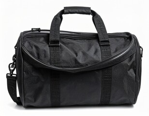 Naklejka premium Black Gym Duffle Bag Isolated On White Background