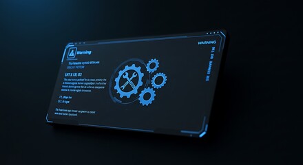 Technology Interface Showing Warning Message and System Icons