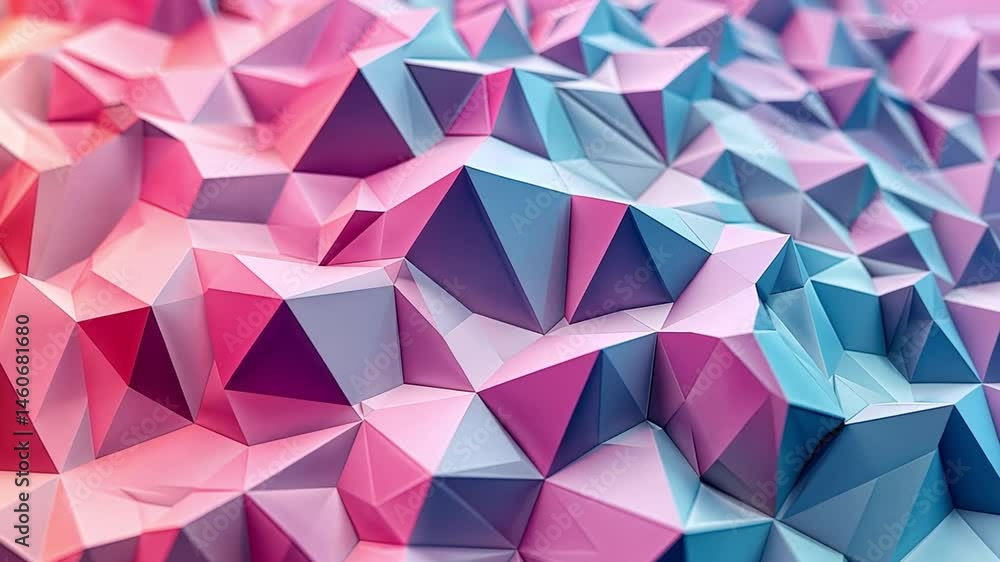 Poster vibrant abstract background three dimensional geometric pattern of colorful pink and blue textures w