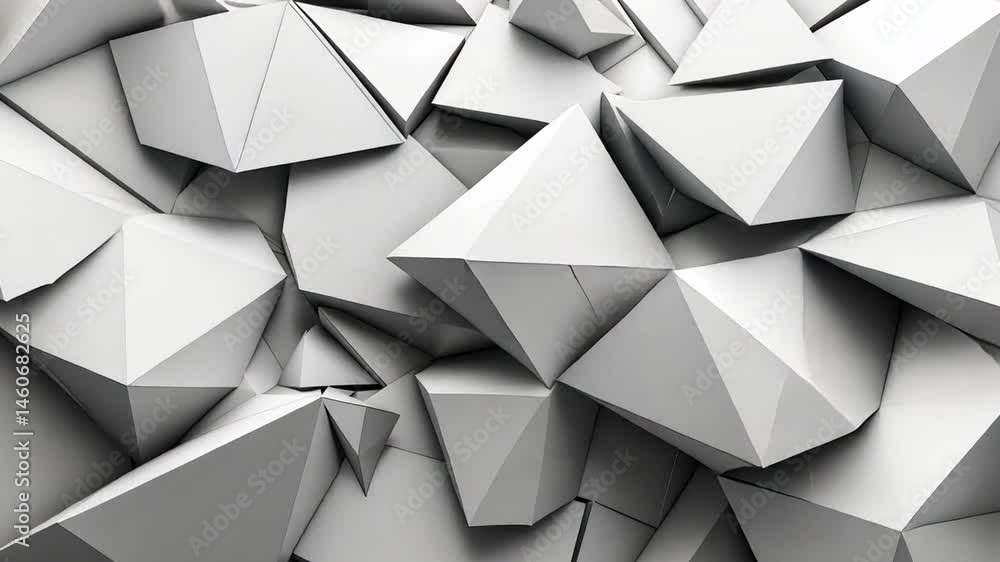 Poster dynamic abstract background with white geometric shapes triangular and polygonal forms creating dept