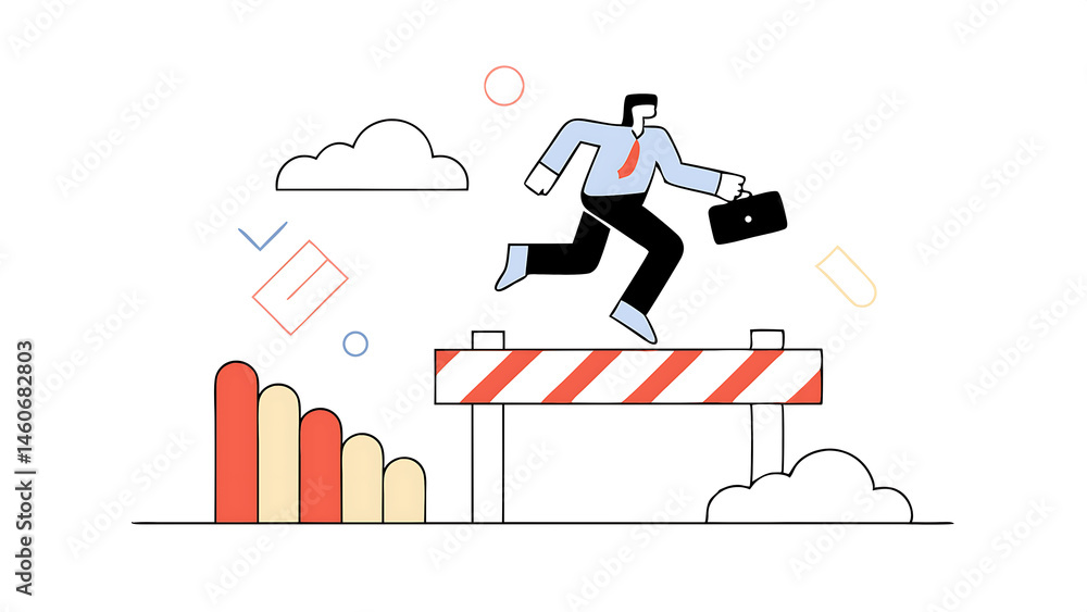 Poster avoid business trouble risk smart thinking to overcome difficulty obstacle or emotional problem solv