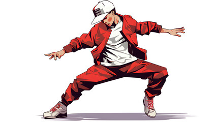 Naklejka premium Professional Teenager Hip Hop Breakdance Dancer Outline Vector Illustration