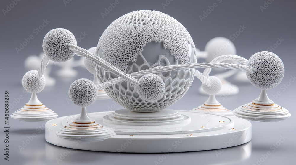 Poster futuristic global network connectivity communication abstract 3d render