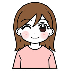 ウインクで微笑む女性のイラスト