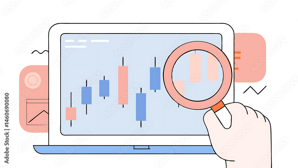 Poster stock market graph analysis crypto trader trend line or finding buy and sell indicator investment fo