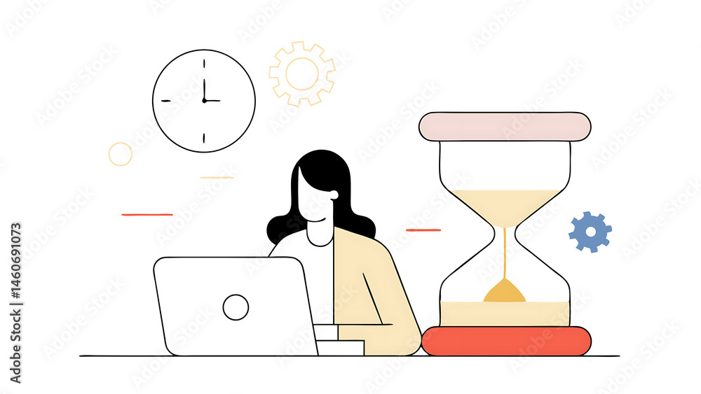 Aufkleber working with time count down project deadline or time management urgent work productivity or work ef