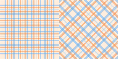 Seamless plaid tartan pattern in straight and diagonal layouts. Classic checkered fabric design for textile, fashion and digital use 